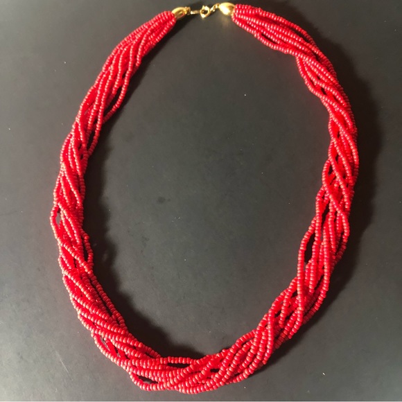 💰VTG Trifari Multi-Strand Red Beaded Necklace - Picture 5 of 10